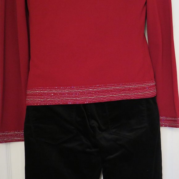 NEXT UK 🇬🇧 - Red bead edged zip up cardigan - Picture 7 of 13